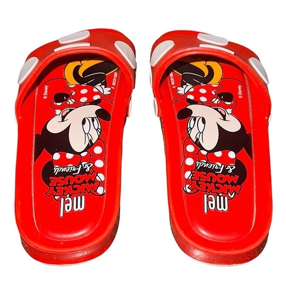 Mini Melissa Red + White Polka Dot Disney Minnie Mouse Scented Sandal Slides 12 - Picture 6 of 8